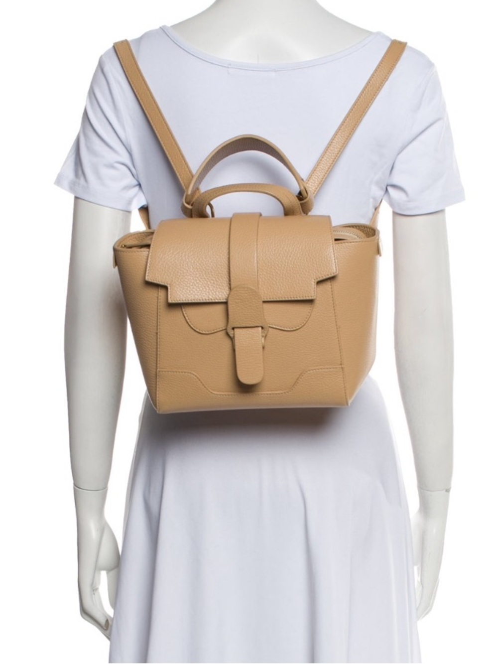 Senreve Midi Maestra Pebbled Leather Satchel/Backpack in Beige-Tan - EUC - Picture 3 of 9